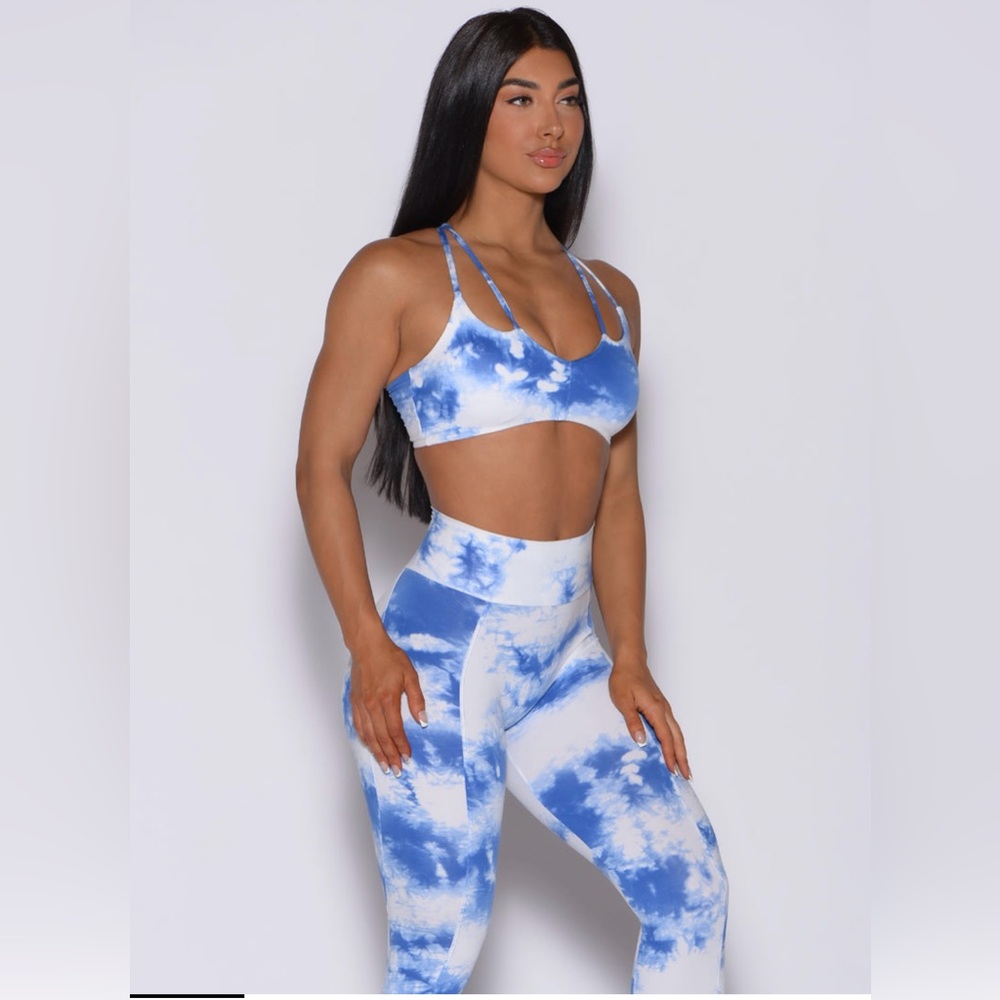 Bombshell Sportswear Blue White Tie-Dye Sports Bra